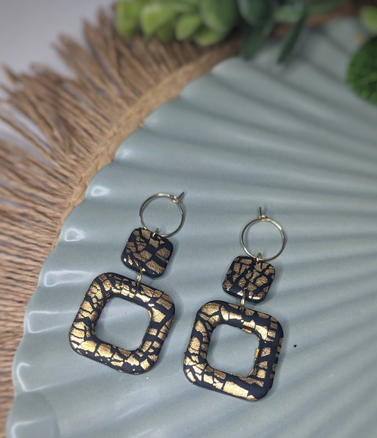 Black and Gold Flaked Rounded Square